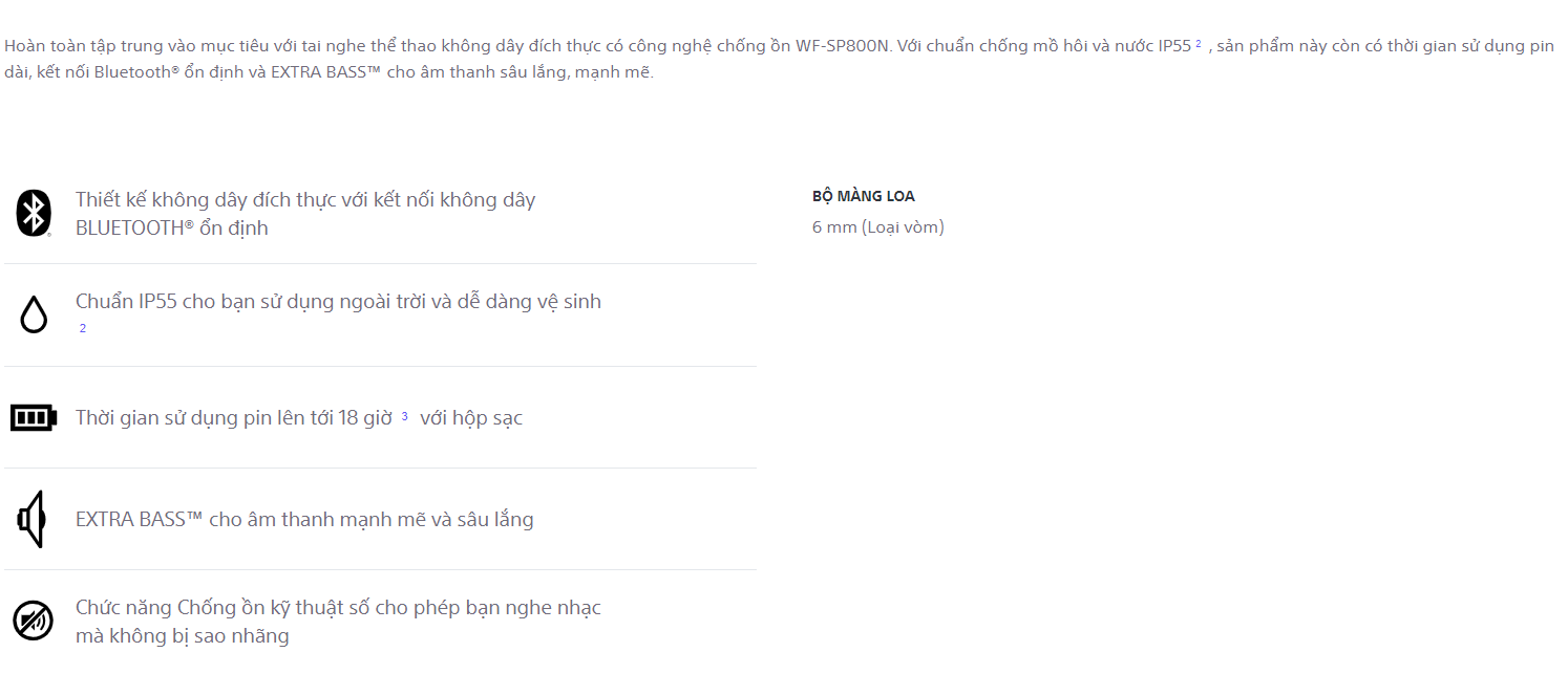 bảng thông số kỹ thuật