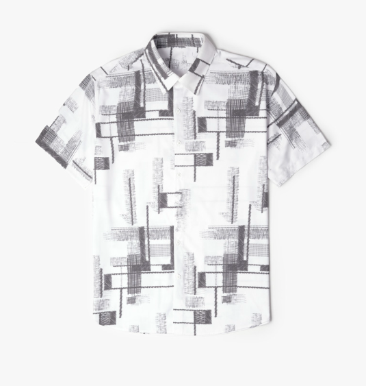 REGULAR ABSTRACT Shirt - WHITE