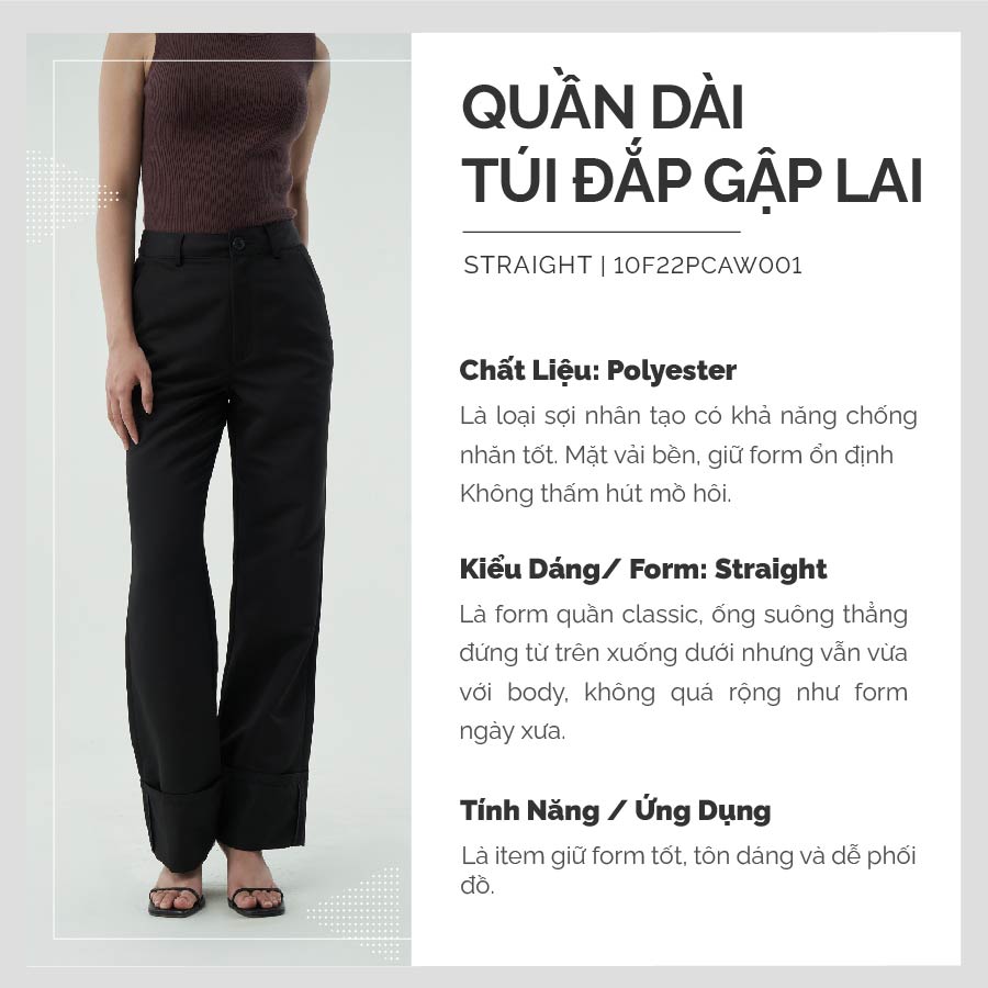 Quần Kaki Nữ Gập Lai Túi 