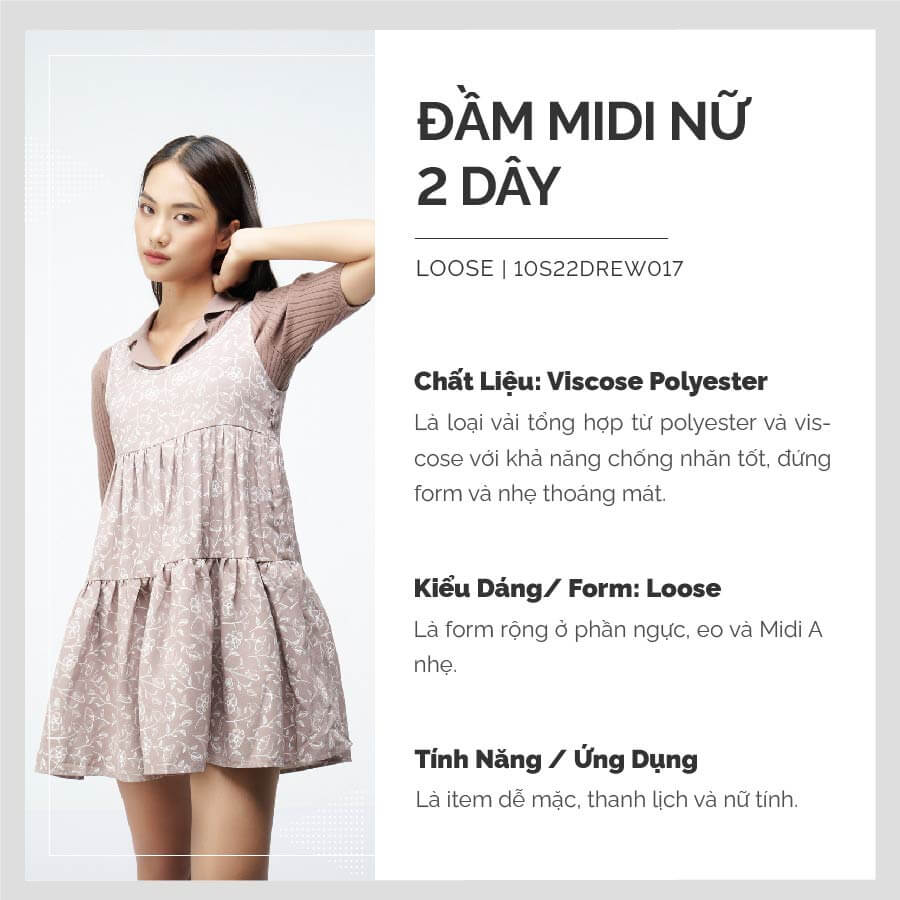 đầm midi 2 dây 