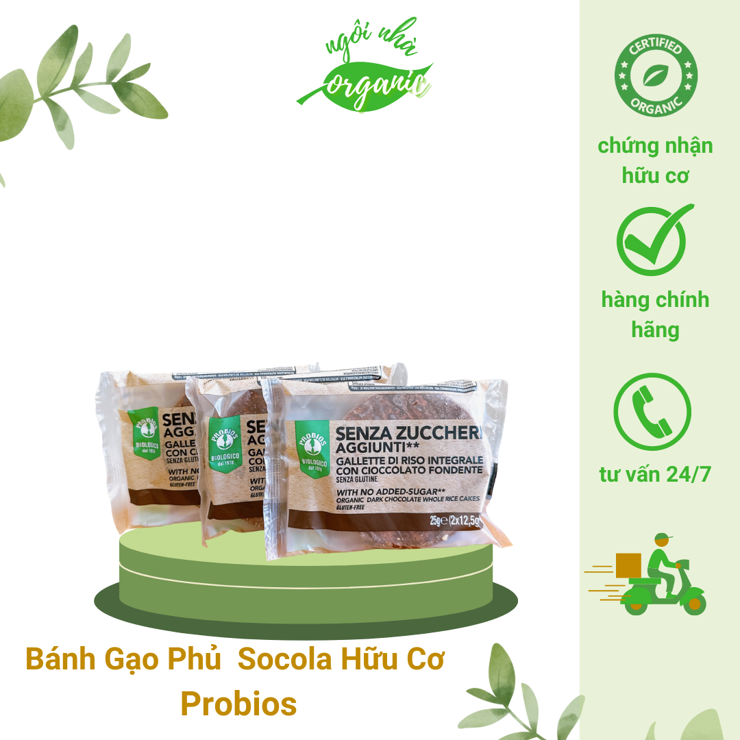 Bánh gạo phủ socola hữu cơ cho bé probios 2x12,5g