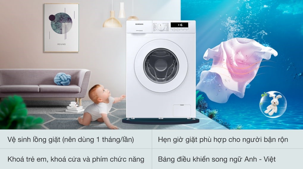 Máy giặt Samsung Inverter 8 kg WW80T3020WW/SV - Ảnh 6